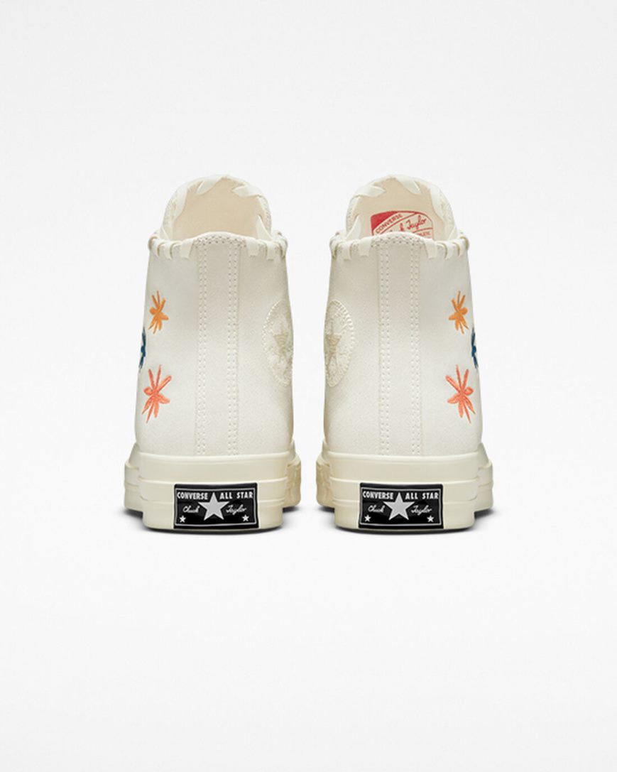 Dámské Boty Vysoké Converse Chuck 70 Embroidered Florals Béžový Béžový Bílé | CZ XFWZ65